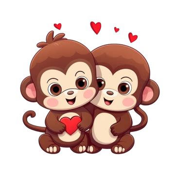 The Happy Loving Couple Best Friends Are Hugging And Lovely Monkeys In