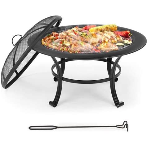 Braséro Extérieur Ø76cm Foyer de Jardin Barbecue Grill Extérieur