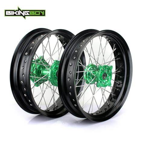 BIKINGBOY 17 Supermoto Full Set Front Rear Wheel Rim Hub For KAWASAKI