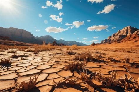 Premium Ai Image Golden Desert Under Scorching Sun Dunes And Cacti