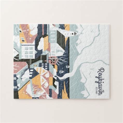 Reykjavik Iceland Vintage Travel Poster Jigsaw Puzzle Zazzle