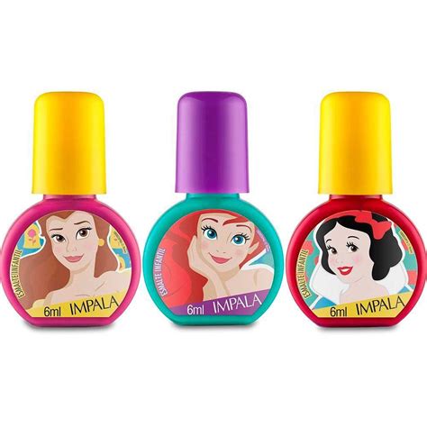 Kit Esmalte Infantil Impala Princesas Disney Cores Esmalte