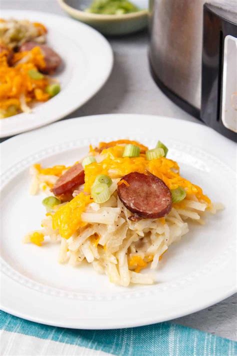 Slow Cooker Cheesy Kielbasa Hash Brown Casserole