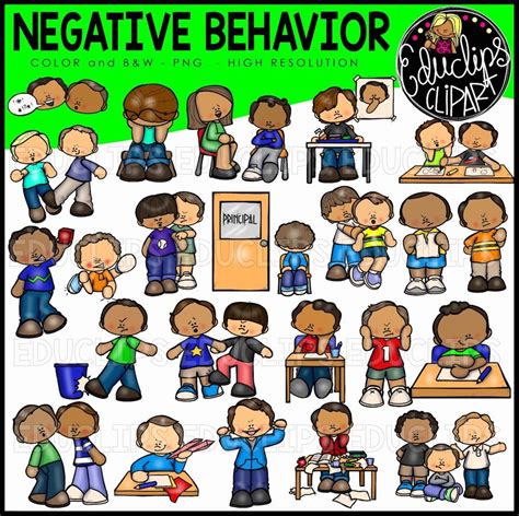 Negative Behavior Clip Art Bundle (Color and B&W) - Edu Clips | Art ...