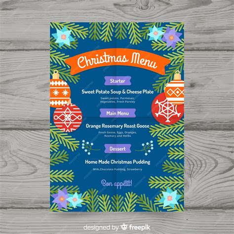 Free Vector Lovely Christmas Menu Template