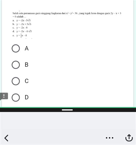 Solved Salah Satu Persamaan Garis Singgung Lingkaran Dari X Y