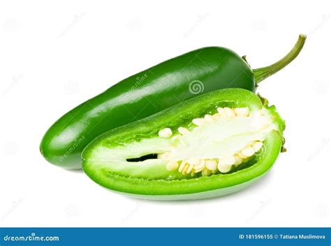 Pimentos De Jalapeno Fatiados Isolados Em Fundo Branco Pimenta Verde