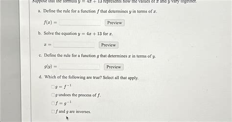 Solved A Define The Rule For A Function F That Determines Chegg