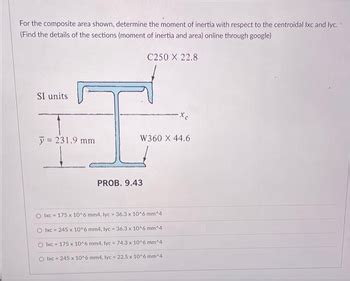 Answered For The Composite Area Shown Determine The Moment Of Inertia