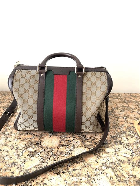 Gucci Gg Boston Bag With Red And Green Stripe A World Of Goods For