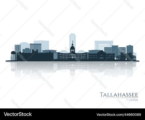 Tallahassee Skyline Silhouette With Reflection Vector Image