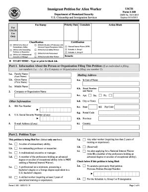 Fillable Online Immigrant Petition For Alien Worker Uscis Form I