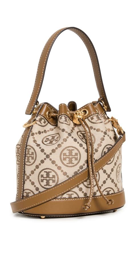 Tory Burch Tory Burch T Monogram Jacquard Bucket Bag Hazelnut Editorialist