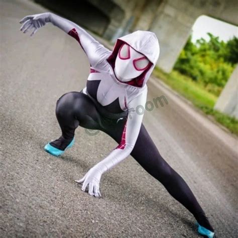 Spider Gwen Costume Spiderman Zentai Suit Spandex Bodysuit Into The