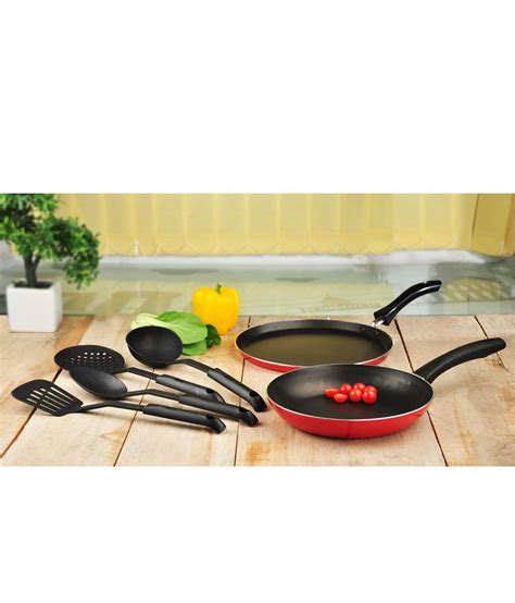 Pigeon Red Non Stick Cookware Set of 6: Buy Online at Best Price in ...