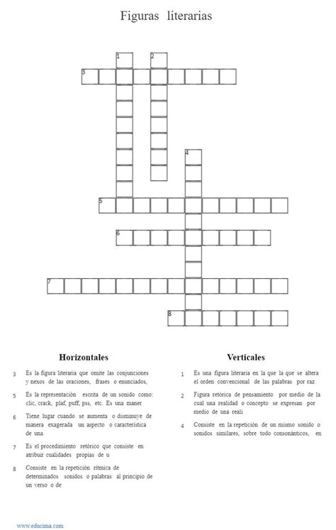 Crucigrama De Literatura Resuelto Estudiar