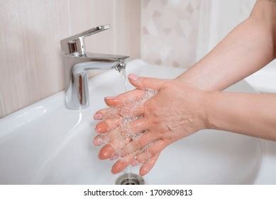 Woman Washing Hands Liquid Soap Home Stock Photo Shutterstock