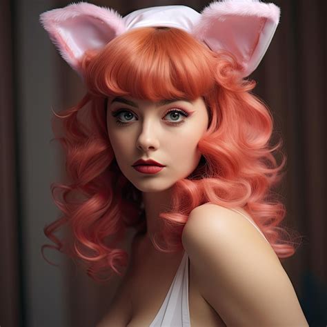 Premium Photo A Woman With Pink Hair And Cat Ears