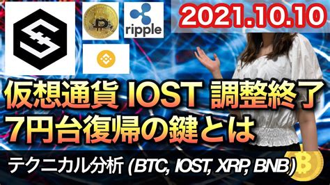 仮想通貨 テクニカル分析【1010 今後の予想（btc、iost、xrp、bnb）】 Youtube