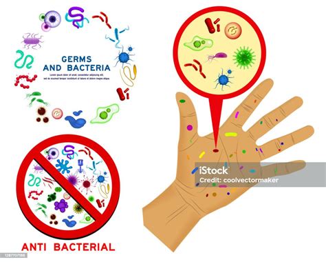 Seperangkat Bakteri Realistis Atau Berbagai Virus Mikroskopis Dan Kuman