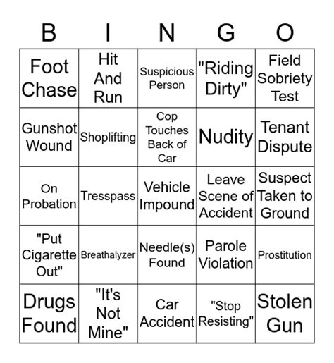 Live Pd Bingo Card