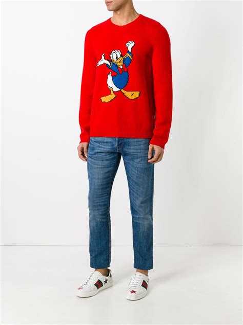 Gucci Wool Sweater With Donald Duck In Red For Men Lyst