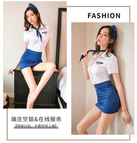 Women Sexy Lingerie Cosplay Stewardess Uniform Flight Attendant Costume