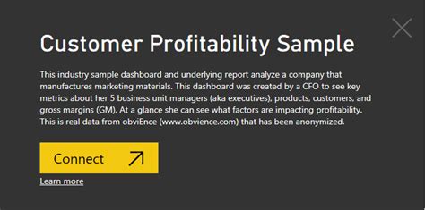 Customer Profitability Sample For Power Bi Take A Tour Power Bi Microsoft Learn