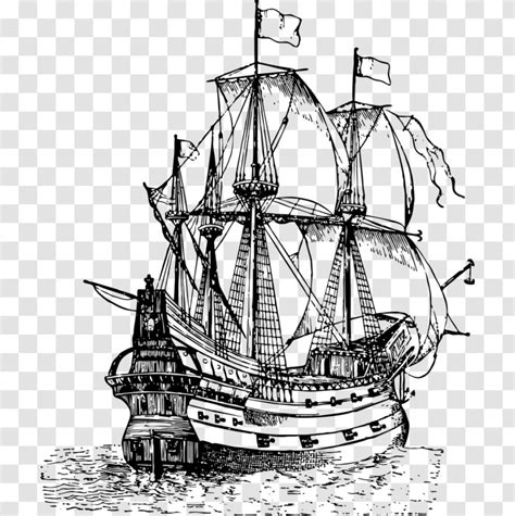 Galleon Drawing Sailing Ship Boat Piracy Transparent PNG