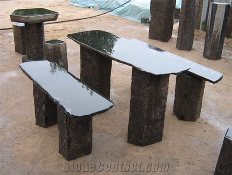 Black Basalt Garden Stone Bench Table And Chairs From China