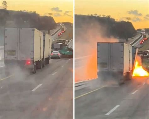 El Impactante Video Del Momento En El Que Un Tr Iler Se Incendia En La