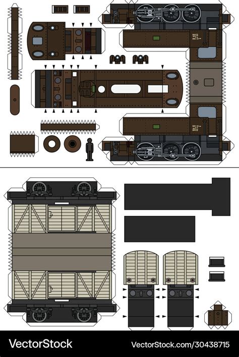 Paper Model A Vintage Steam Train Royalty Free Vector Image