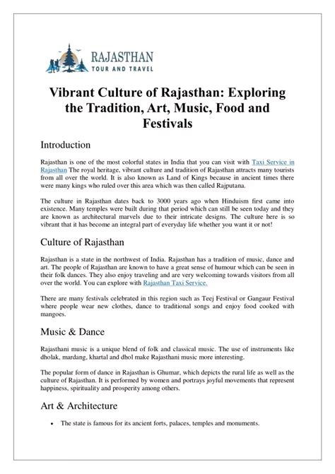 PPT Vibrant Culture Of Rajasthan Exploring The Tradition Art Music