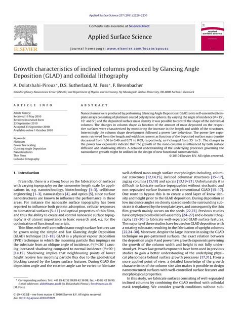 PDF Growth Characteristics Of Inclined Columns Produced By Glancing