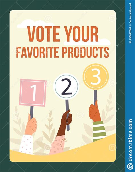 Favorite Product Voting and Customers Opinion, Flat Vector Illustration