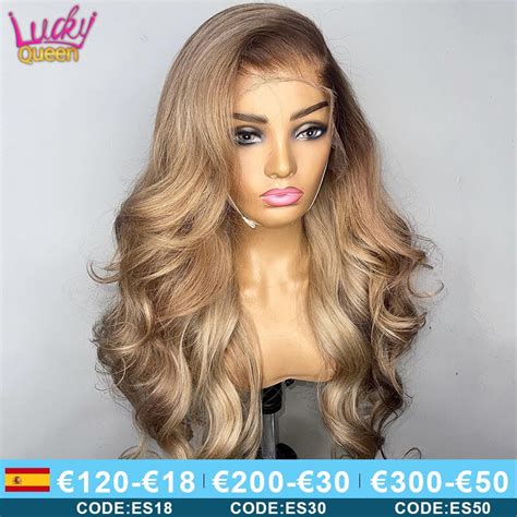 Peluca De Cabello Humano Con Encaje Frontal Transparente Pelo Rubio