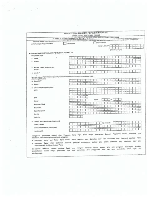 Formulir Permohonan Aktivasi Akun Pkp Pdf