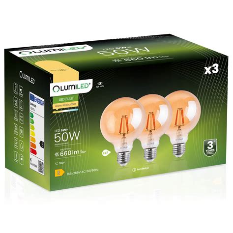 X Ar Wka Led E G Globe W Kula Ozdobna Filament Amber Bursztynowa