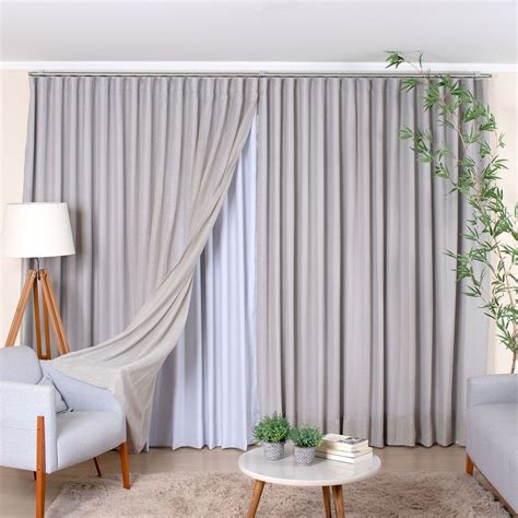 Cortina Ou Curtina - Cortina Wave para Trilho Suíço 4,50m de Linho Gaze Cinza com Forro ...