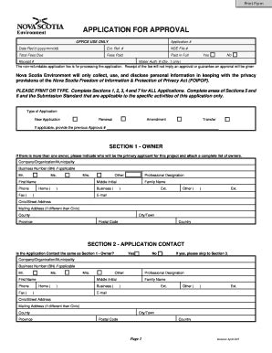 Fillable Online Gov Ns Application For Approval On Site Sewage