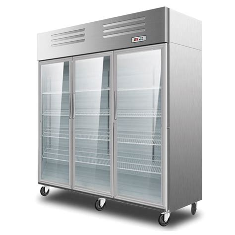 Commercial Supermarket 3 Glass Door Air Cooling Display Refrigerator