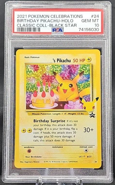 PSA 10 GEM MINT Pokemon Birthday Pikachu Celebrations Classic