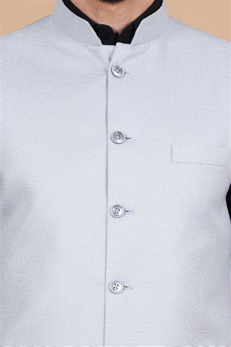 Buy Wintage Mens Polyester Cotton Silver Modi Nehru Jacket Silver