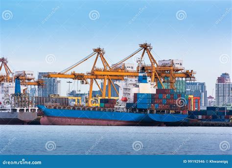 Cargo Shipping And Terminal Unloading Container Loading Dock S Stock