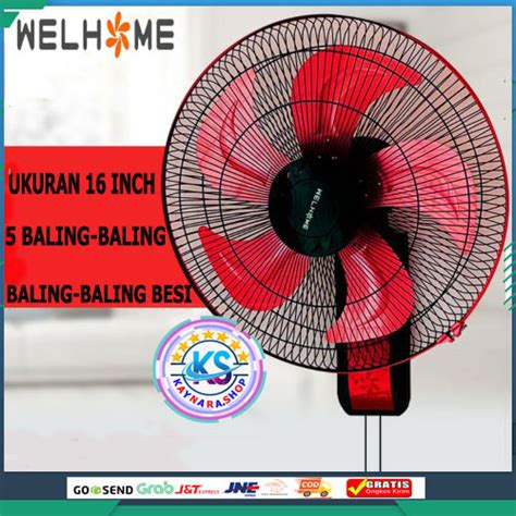 Jual Kipas Angin Dinding 16 Inch Welhome Wh 1665 Wall Fan 16 Inch 5