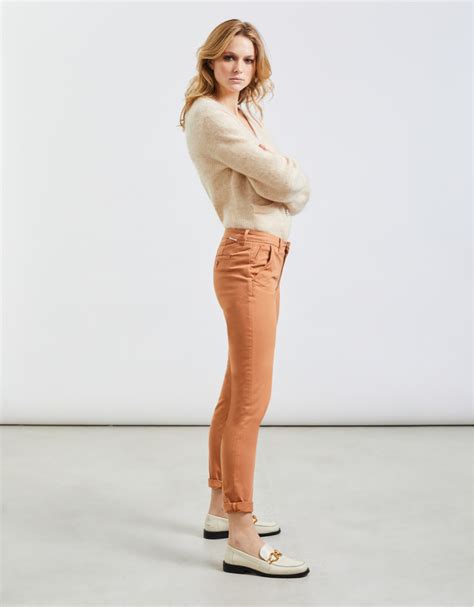 Pantalon Chino Sandy Basic Milky Coffee Outlet V Tement Femme