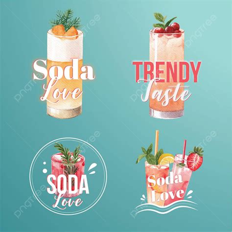 Soda Drink Logo Design Watercolor Vector Illustration Soda Logo Cafe ...