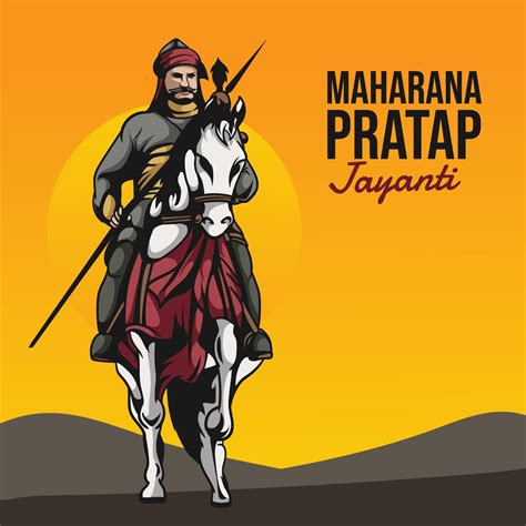 Maharana Pratap Jayanti Vector Illustration Isolated Great Warrior Of