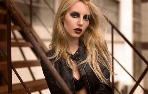 Wallpaper Look Model Portrait Makeup Jacket Hairstyle Blonde