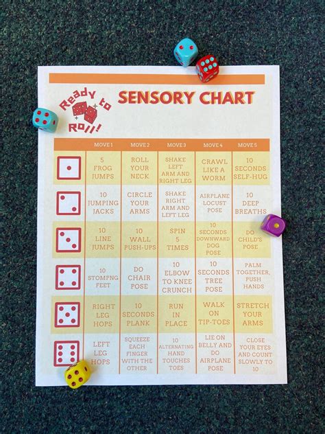 Sensory Chart Sensory Diet Exercise Printable Kids Activity Self